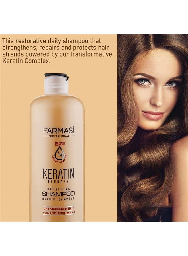 Keratin Therapy Repairing Shampoo, Hair Treatment for Smoothing & Nourishing, Repairs Damaged Hair, Hydrates, Nourishes, Anti Frizz for Dry Hair and Extra Shine, 12.2 fl. oz / 360 ml