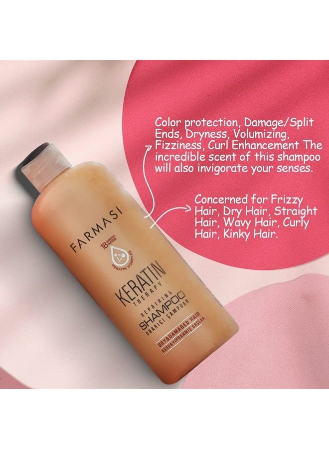 Keratin Therapy Repairing Shampoo, Hair Treatment for Smoothing & Nourishing, Repairs Damaged Hair, Hydrates, Nourishes, Anti Frizz for Dry Hair and Extra Shine, 12.2 fl. oz / 360 ml