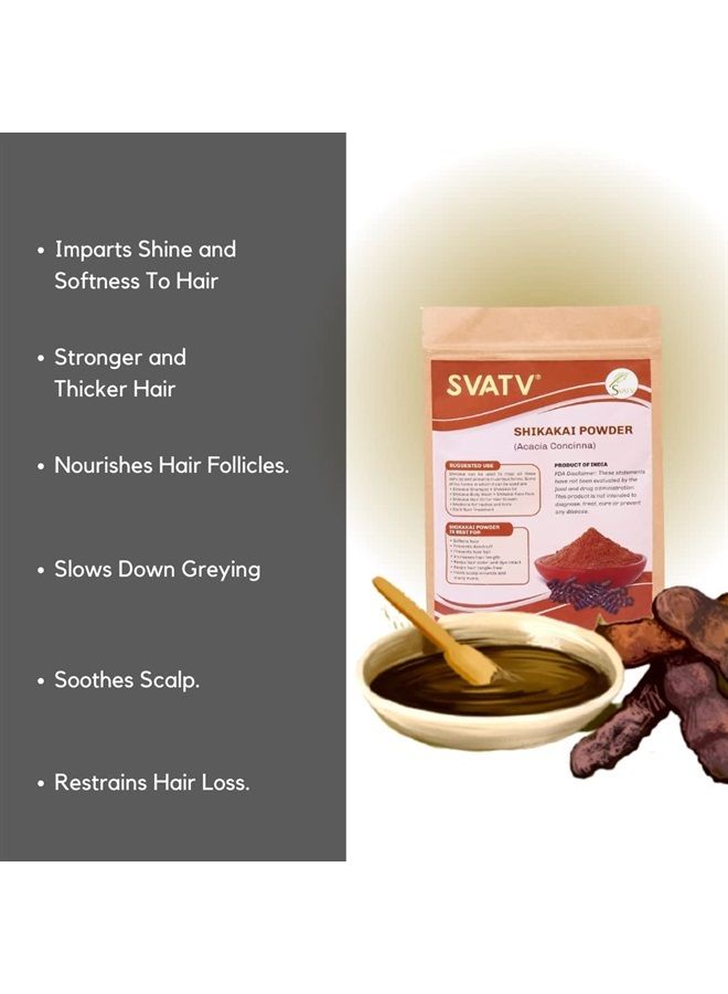Shikakai Powder Acacia Concinna Natural Hair Growth & Ayurvedic Hair Mask Strengthens And Repairs Damage Hair For Men And Women Natural Hair Care Products - 227g 8oz, Half Pound