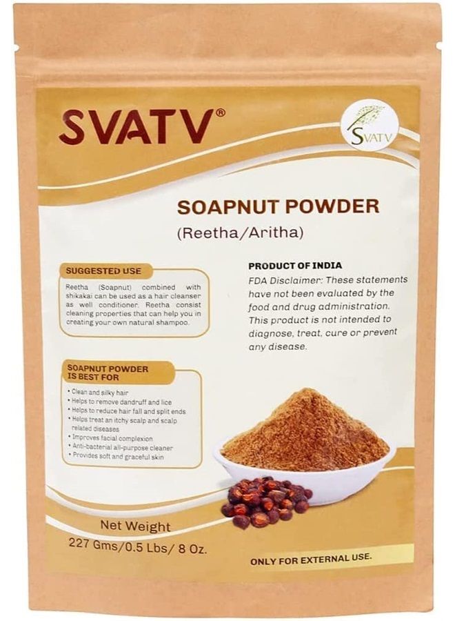 Soapnut Powder | Reetha | Aritha Powder For Natural Hair Care | Sapindus Mukorossi | Natural Shampoo Ayurvedic Hair Cleansing Conditioner Powder For Men & Women 227g | Half Pound | 8oz