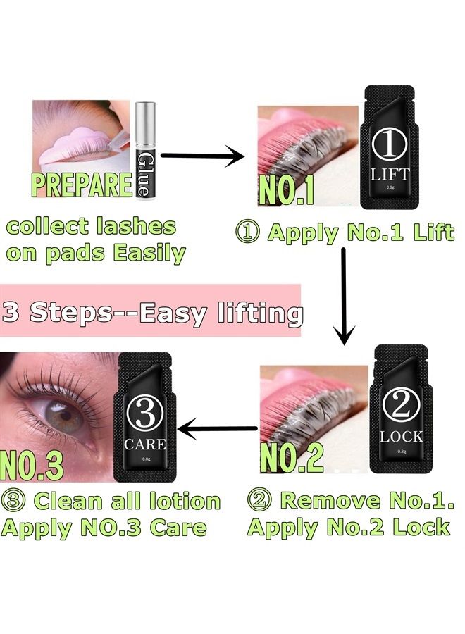 Lash Lift Sachet Kit, Eyelash Perm Set Fast Eyelash Lifting 5 Minutes DIY At Home With Strong Glue Disposable Perming 10 Application Brow Lamination Lift Up Lashes 8 Weeks Lotion is Fresh All The Time