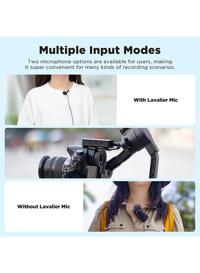 BY-XM6-S2 Wireless Lavalier Microphone 2.4GHz Cilp on Mic for Canon Nikon Sony Camera Camcorder DSLR Android Rechargeable Lapel Mics for Vlogging Video Recording Interview YouTube