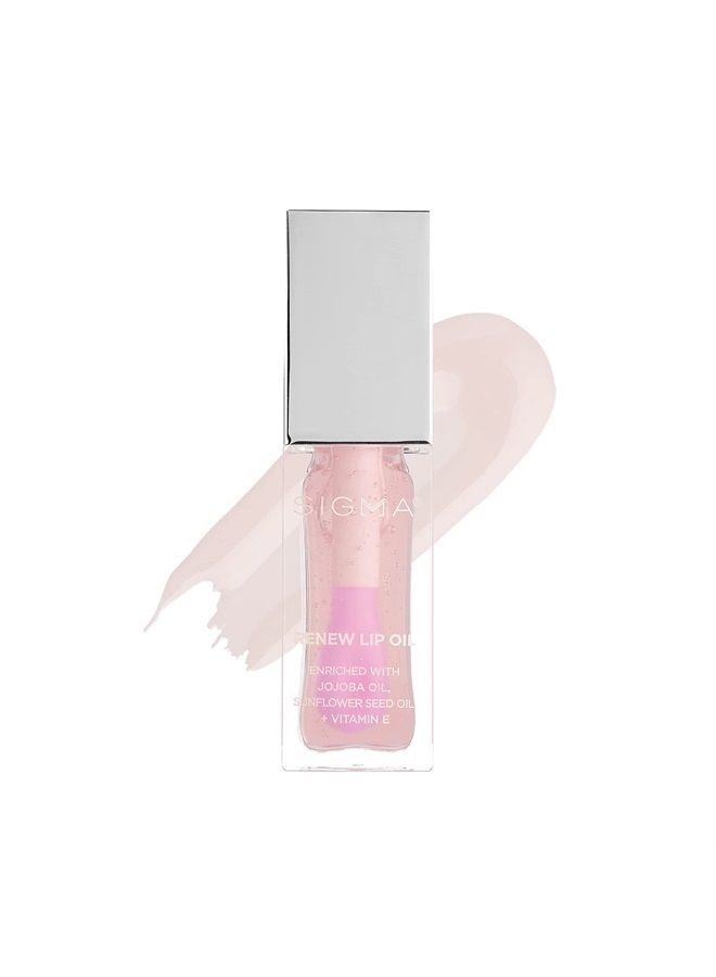 Renew Lip Oil - Clear Pink Sheen - Nourishing, Non Sticky Lip Oil with Subtle Sheen - Paraben Free Lip Gloss - Hush