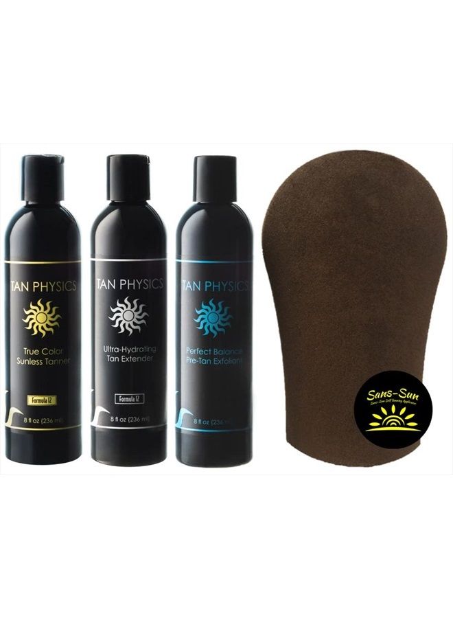 True Color Combo w/Tanning Mitt - Exfoliator, Extender and Tanner all in ONE package comes with Tanning Mitt by Sans-Sun