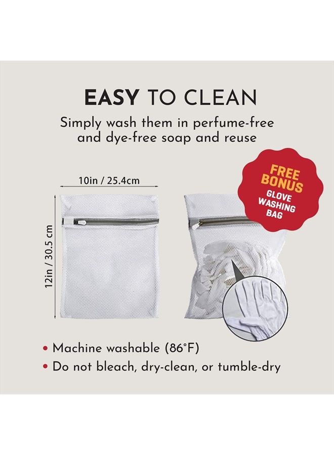 XSmall 100% Premium Cotton Moisturizing Gloves for Dry Hands & Eczema | Overnight Lotion, Sleep & Spa Treatment for Women & Men | Reusable, Washable - Free Washing Bag (White - XS - 7 Pairs