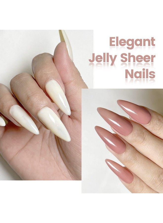 Nude Gel Nail Polish Kittranslucent Neutral 6 Color With Base And Top Coat Setmilky White Pink Peach Red Gold Foil Jelly Uv Gel8 Pcs 7.5Ml