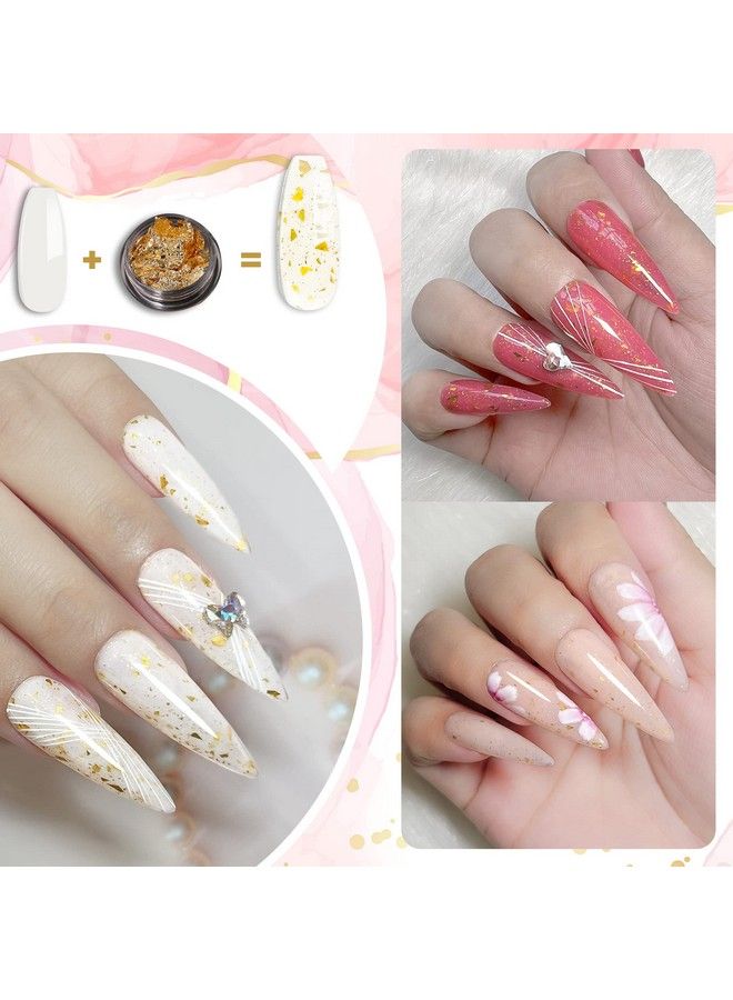 Nude Gel Nail Polish Kittranslucent Neutral 6 Color With Base And Top Coat Setmilky White Pink Peach Red Gold Foil Jelly Uv Gel8 Pcs 7.5Ml