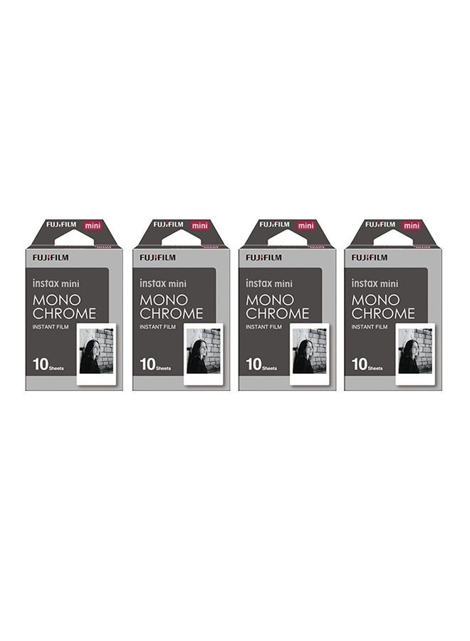 Instax Mini Instant Film Monochrome 4-Pack Bundle Set, Mono Chrome (10 x 4 = 40) # 337556 for Mini 90 8 70 7s 50s 25 300 Camera SP-1 Printer