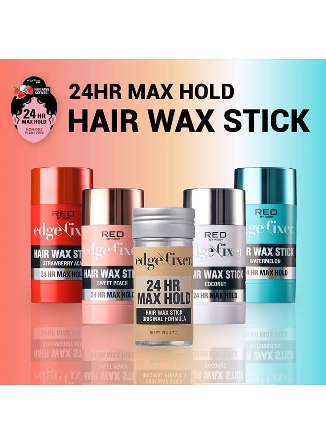 Hair Wax Stick 24HR Max Hold Edge Fixer Edge Control Pomade Non-Sticky, Non-Oily Flake Free Hair Styling Wax (Strawberry Acai)