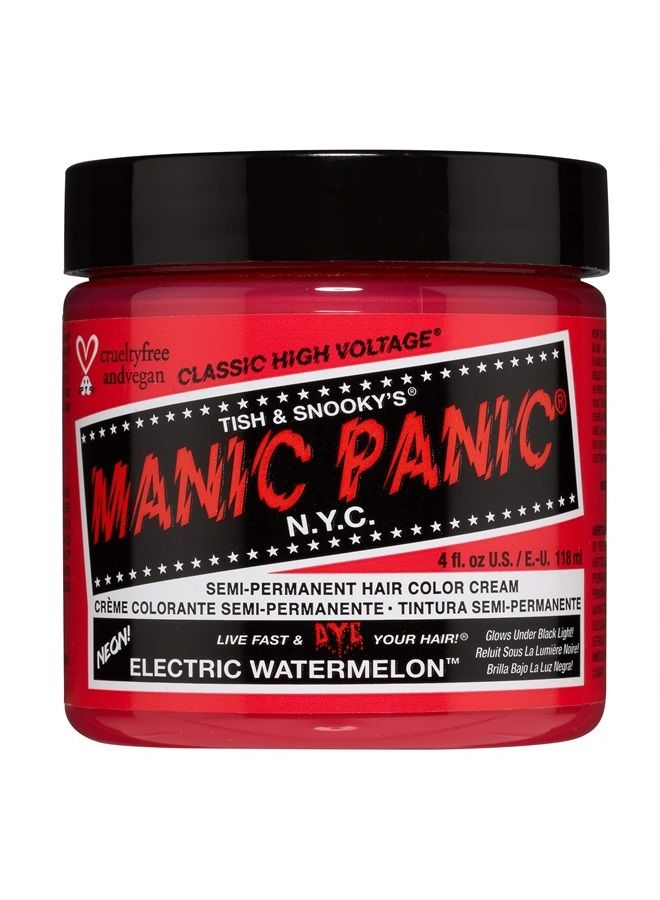 Electric Watermelon Pink Hair Dye - Classic High Voltage - Semi-Permanent Hair Color - Neon Pink Shade - Glows Under Black Lights - Vegan, PPD & Ammonia-Free - For Coloring Hair