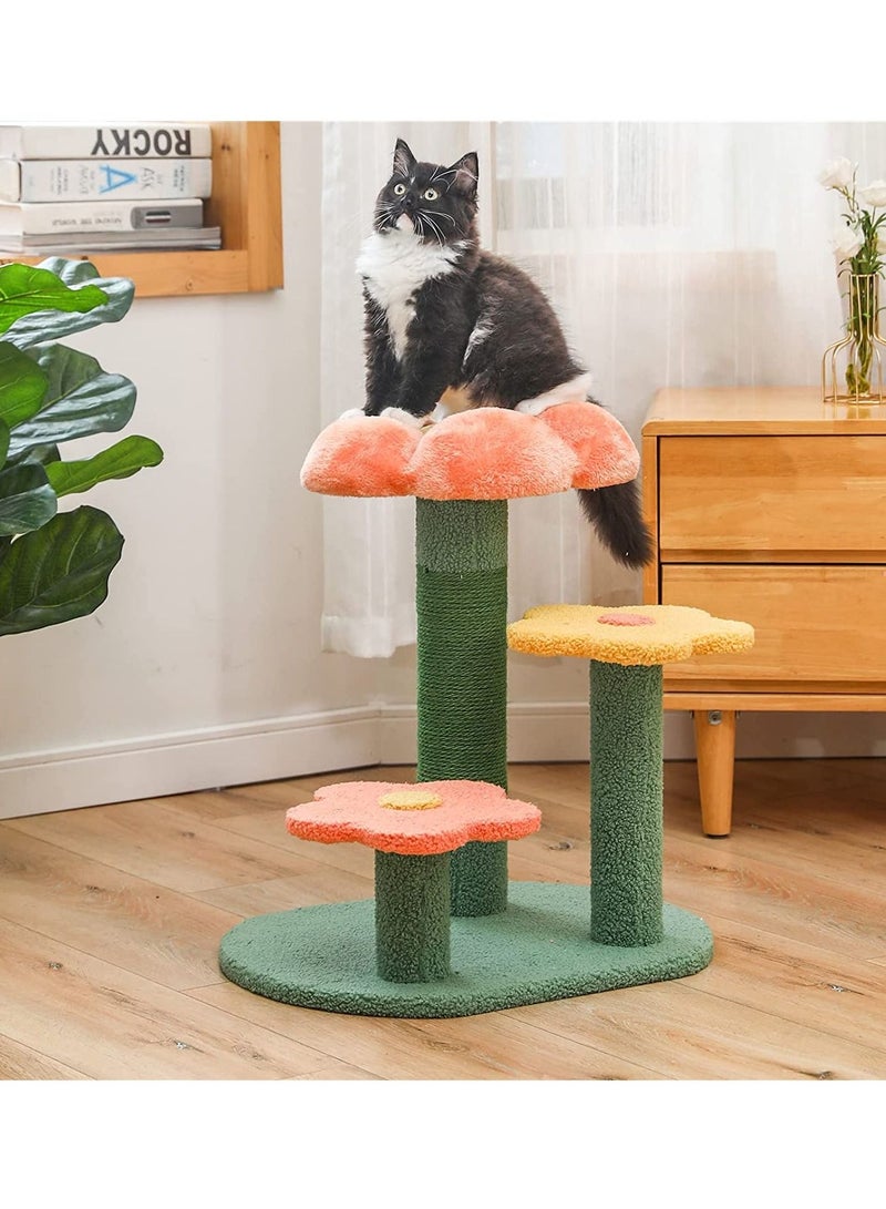 Flower cat Tree Activity with Scratching Post Pink Cat Tree for Indoor Cats Tower Natural sisal Scratcher Climbing Cute cat Tree