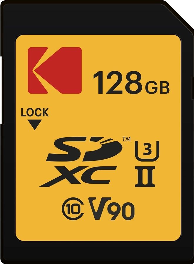 Kodak 128GB UHS-II U3 V90 Ultra Pro SDXC Memory Card - Up to 3000MB/s Read Speed and 270MB/s Write Speed