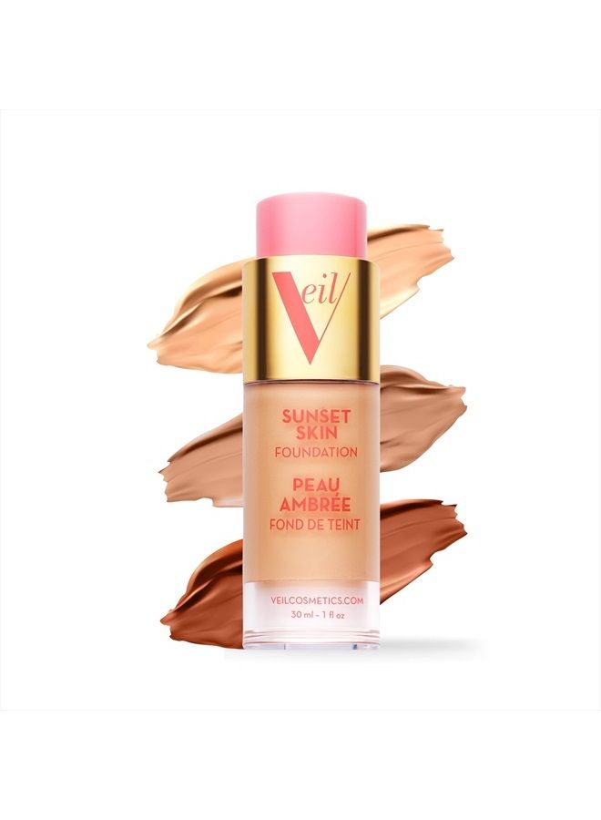Sunset Skin Liquid Foundation | 4G | Buildable Coverage | Water-Resistant, Hypoallergenic, Oil-Free, Cruelty Free & Vegan | Lightweight & Brightening | Long Lasting | All Skin Types