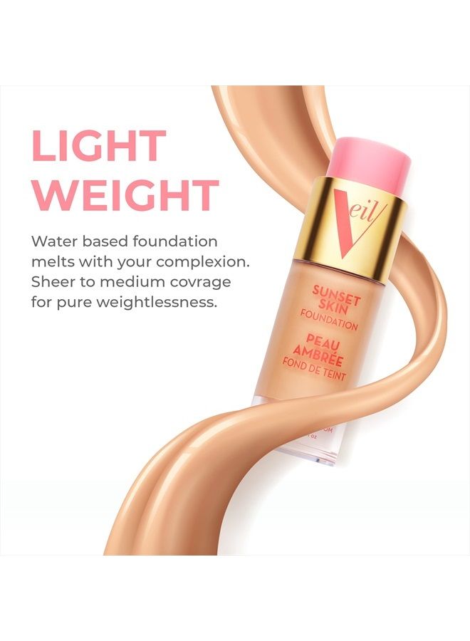Sunset Skin Liquid Foundation | 4G | Buildable Coverage | Water-Resistant, Hypoallergenic, Oil-Free, Cruelty Free & Vegan | Lightweight & Brightening | Long Lasting | All Skin Types