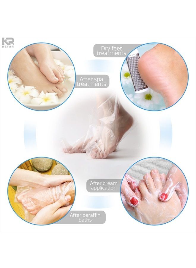 Feet Covers Disposable Moisturizer Socks - 200 Pcs Foot Moisturizing Socks Plastic Socks Pedicure Foot Spa Socks for Women - Feet Wax Paraffin Medicated Socks Wax Feet Care Paraffin Bath Foot Socks