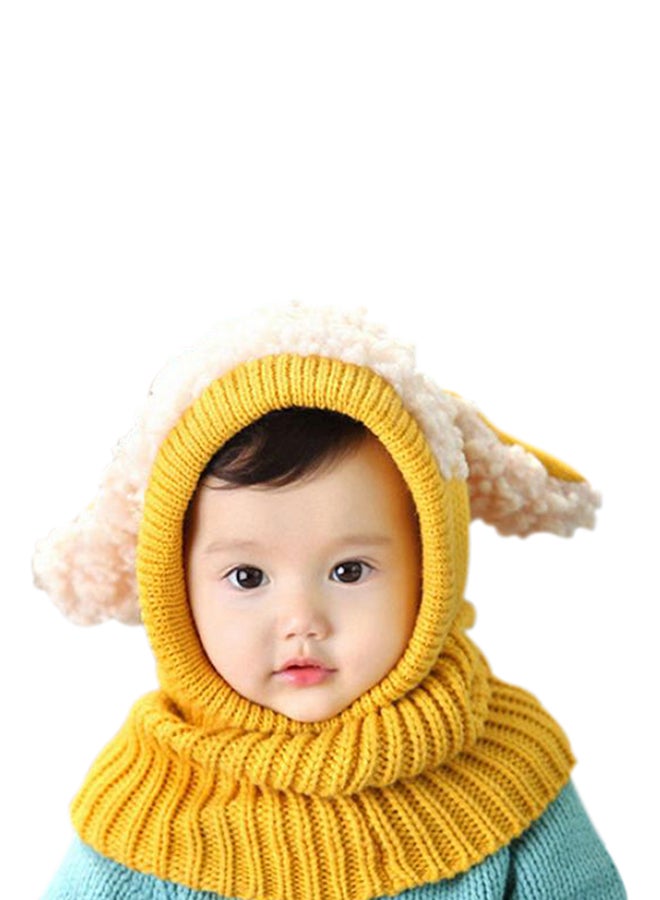 Cute Earflap Hooded Beanie Yellow/White