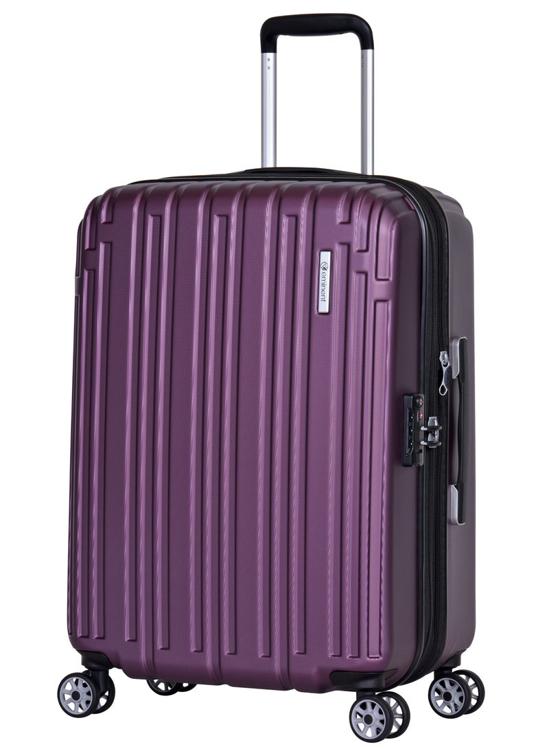 Hard Case Travel Bag Makrolon Polycarbonate Luggage Trolley Lightweight Expandable Zipper Suitcase 4 Quiet Wheels With TSA Lock KG82 Purple