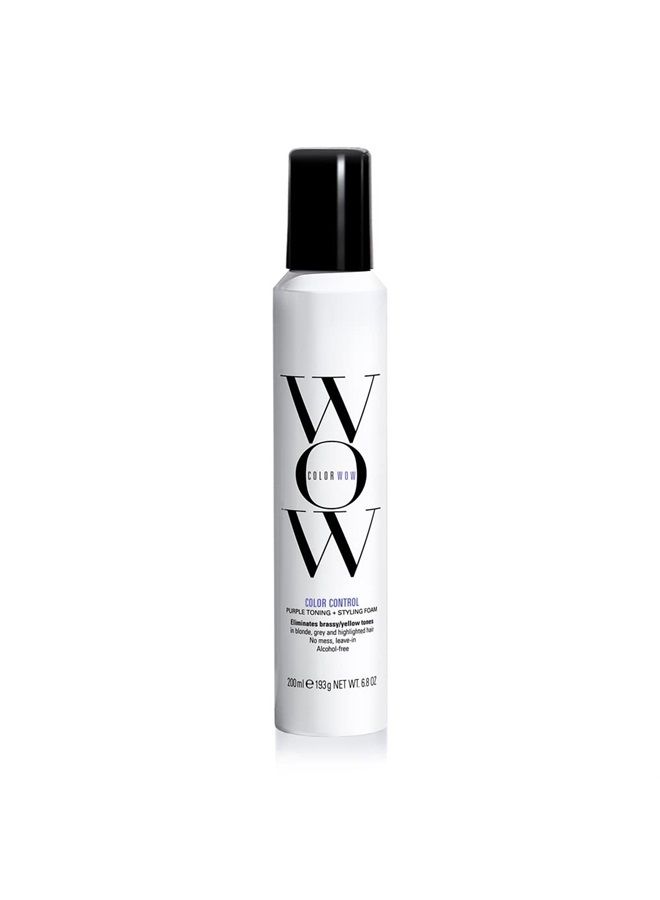 Color Wow Color Control + Toning Foam For Blonde Hair – Eliminates orange and brassiness; No stains; No alcohol; purple tinted leave in toning foam lightens hair in one use; silky, no crunch volume