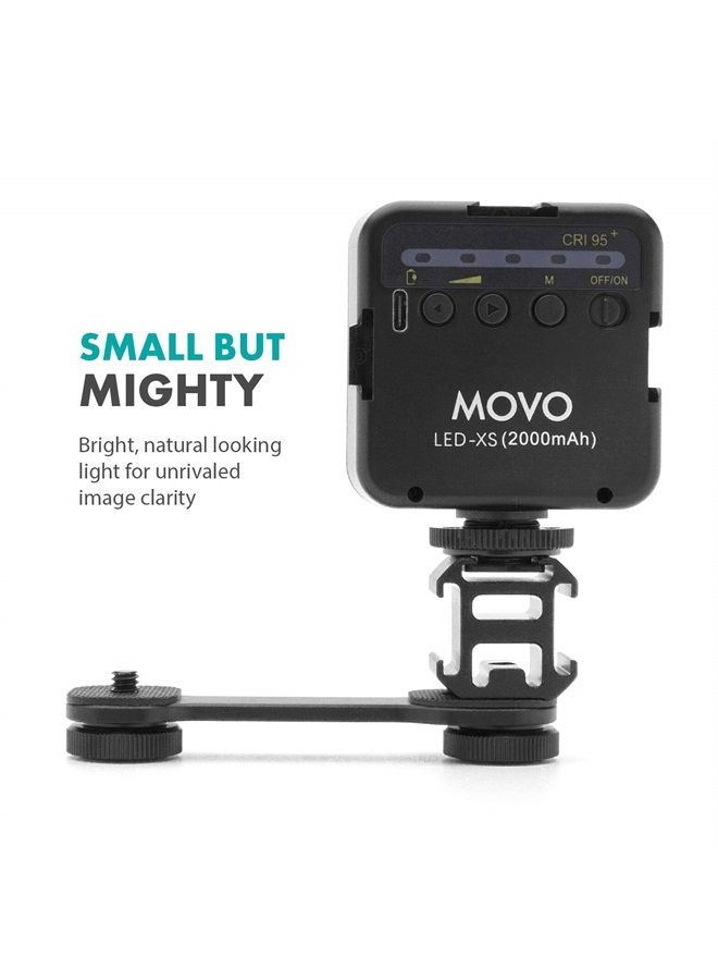 LED-XS Camera Light and VB05 Cold Shoe Extension Bar - LED Video Light and Cold Shoe Mount for Gimbal Tripod - Smartphone Vlogging Gear Compatible with DJI Osmo, GoPro, DSLR, iPhone, and Android