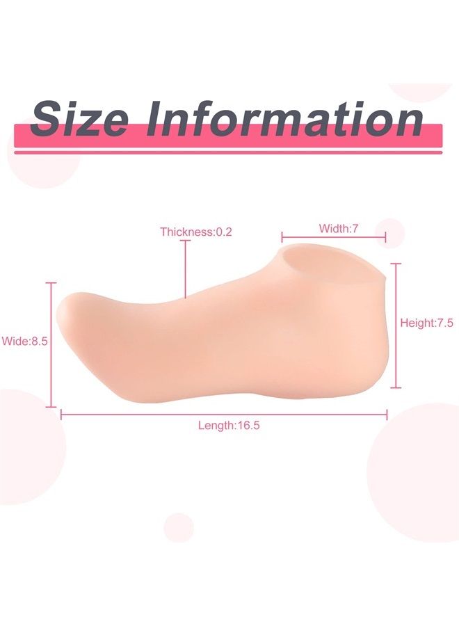 Silicone Socks 3 Pairs Aloe Socks Silicone Gel Heel Socks Anti Slip Silicone Moisturizing Socks for Women Men Dry Cracking Skin (Small), Pink, Beige and White