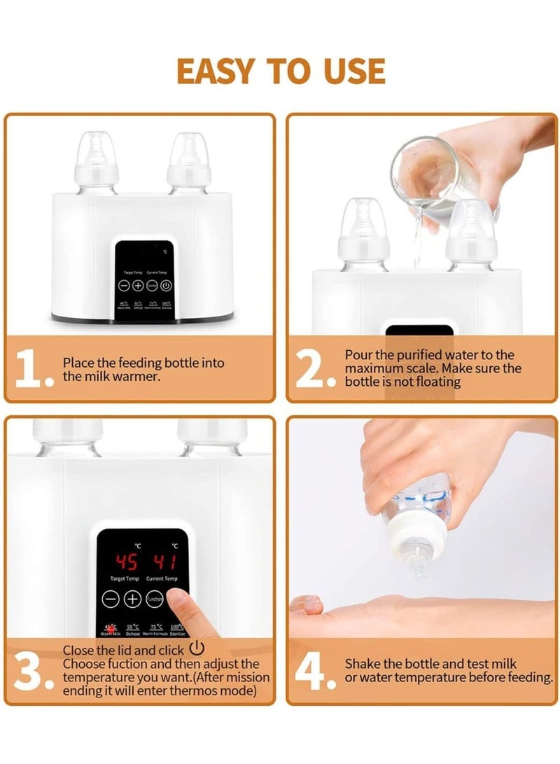Baby Bottle Warmer, for Frozen Breast Milk & Formula Baby Food Heater & Steam Sterilizer with Cleaning Brush nd Safe Auto-shutoff & Timer Temperature