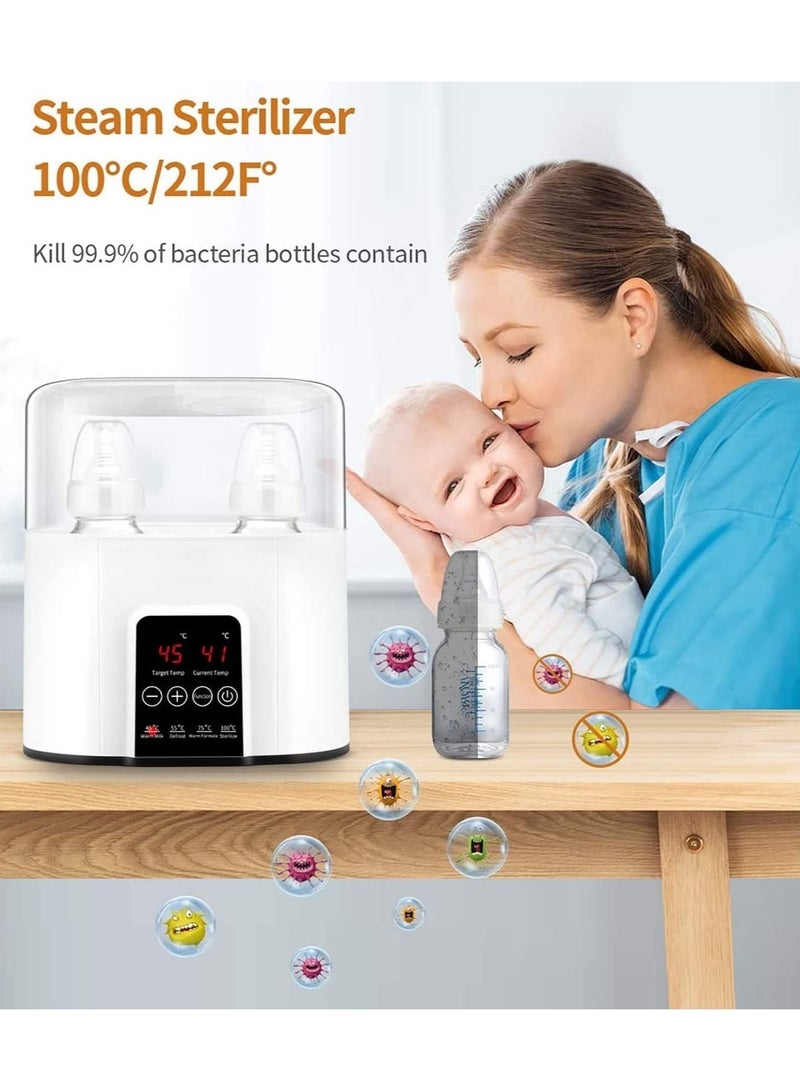 Baby Bottle Warmer, for Frozen Breast Milk & Formula Baby Food Heater & Steam Sterilizer with Cleaning Brush nd Safe Auto-shutoff & Timer Temperature