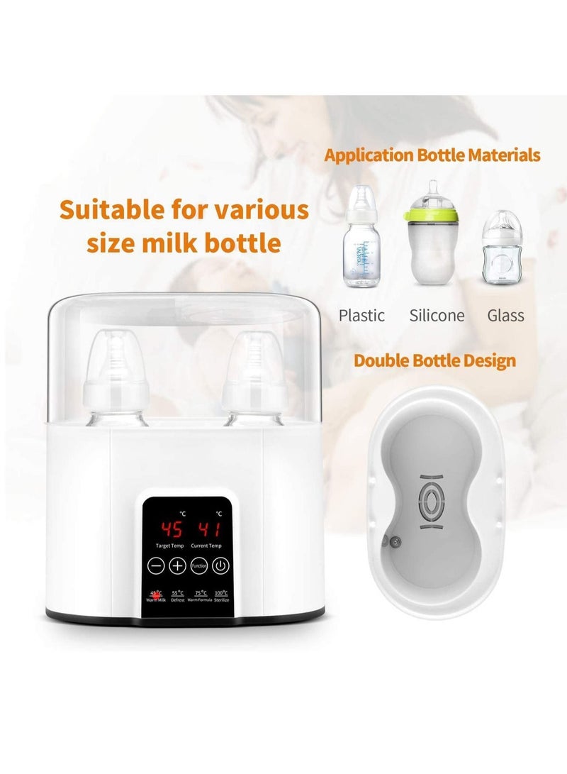 Baby Bottle Warmer, for Frozen Breast Milk & Formula Baby Food Heater & Steam Sterilizer with Cleaning Brush nd Safe Auto-shutoff & Timer Temperature