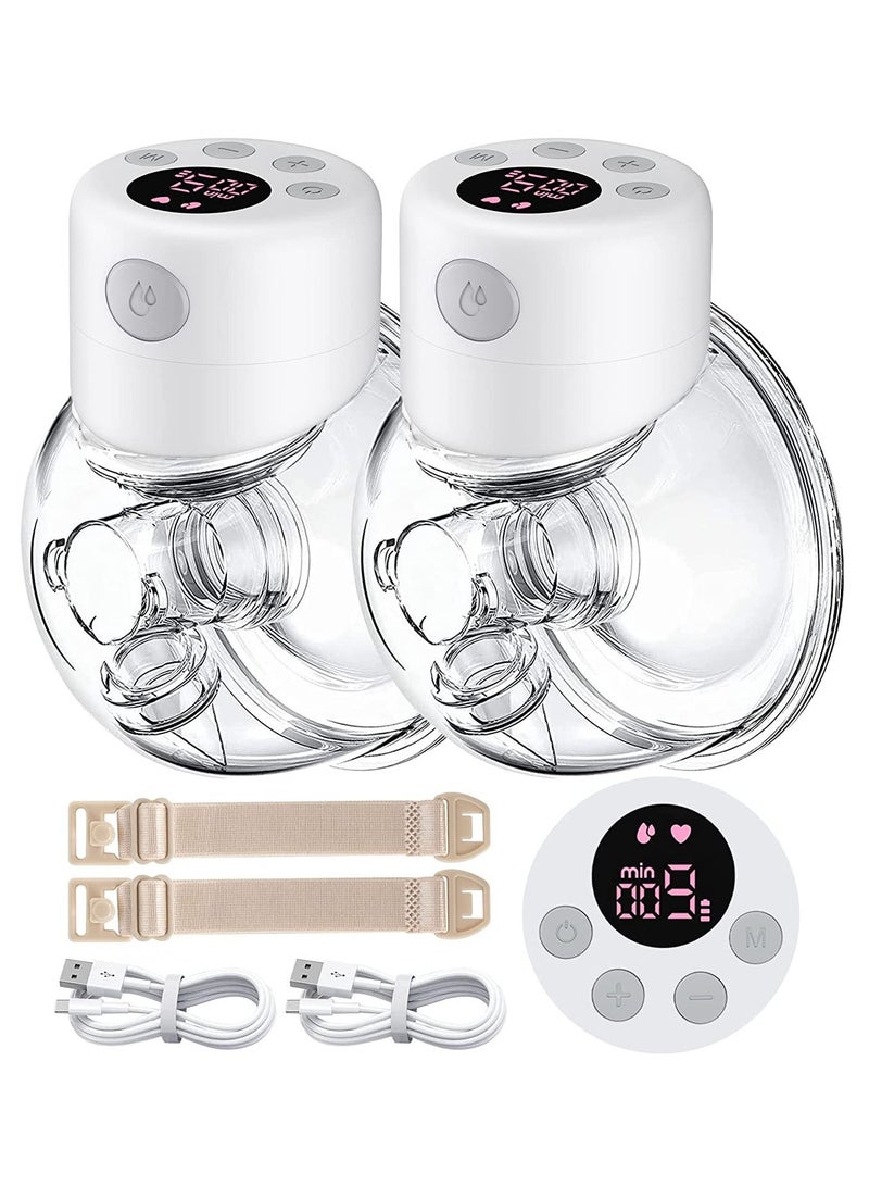 Breast Pump, Wearable Breast Pump, Hands Free Breast Pump, Electric Portable Breast Pump with 2 Mode & 9 Levels, Wireless Breast Pump Hand Free, 2 Pack