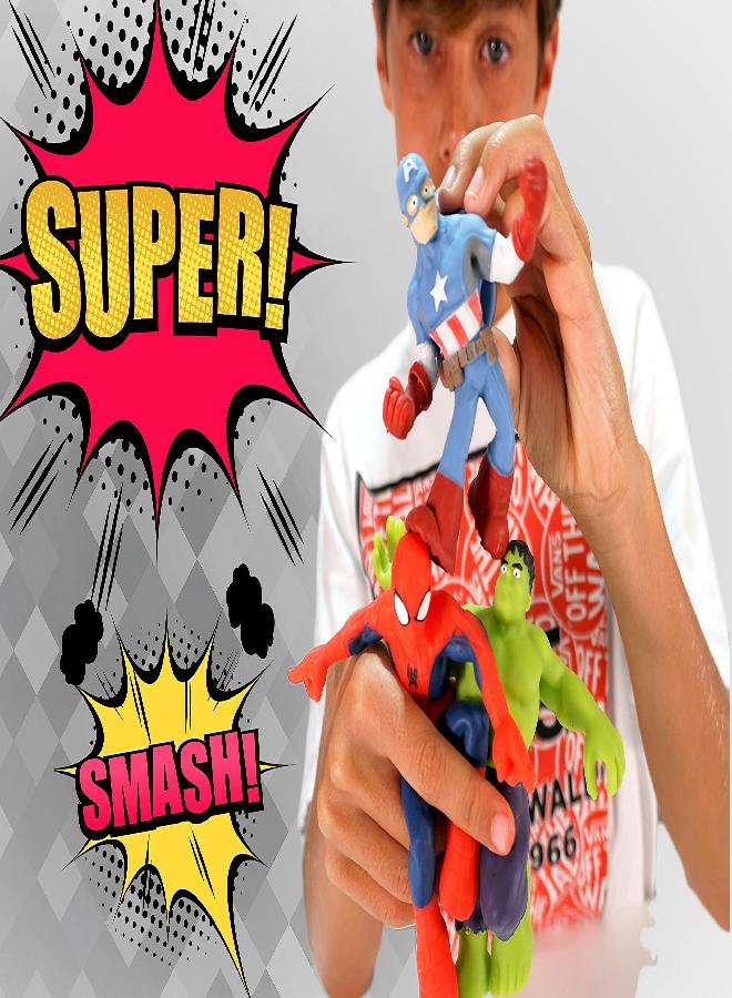 JA-RU Marvel Avengers Stretchy Toys Heroes Squish & Pull Toys (12 Units) Hulk Captain America & Spiderman Anxiety Calming Fidget Toy, Stress Toys for Kids & Boys Toys DEF-6900-12