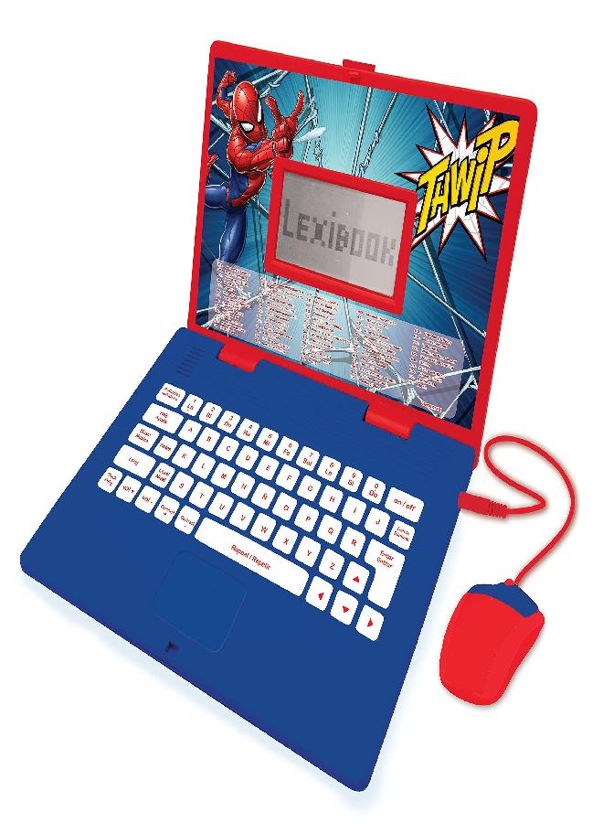 LEXiBOOK Spider-Man - Educational and Bilingual Laptop Spanish/English - Toy for Child Kid (Boys & Girls) 124 Activities, Learn Play Games and Music with Spiderman - Red/Blue JC598SPi2