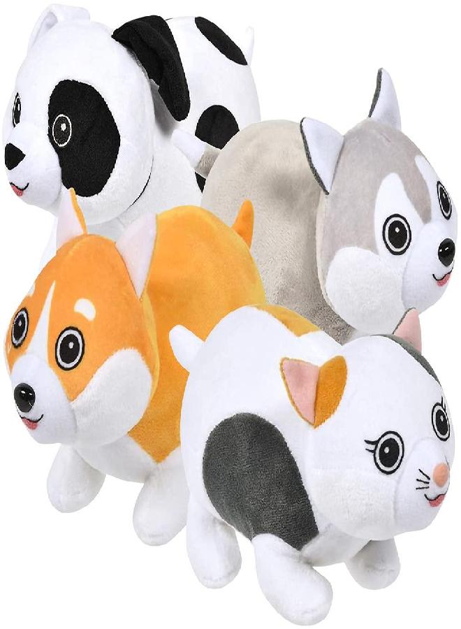 ArtCreativity Pet Plushies, Set of 4, Cute Stuffed Toys for Kids Plush Material, Adorable Nursery and Playroom Décor, Animal Party Favors for Girls and Boys, 4 Assorted Characters