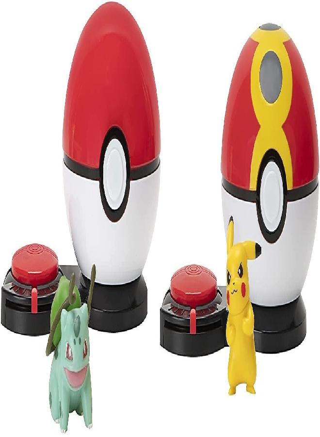 Pokemon Surprise Attack Game, Featuring Pikachu and Bulbasaur - 2 Surprise Attack Balls - 6 Attack Disks - Toys for Kids and Pokémon Fans