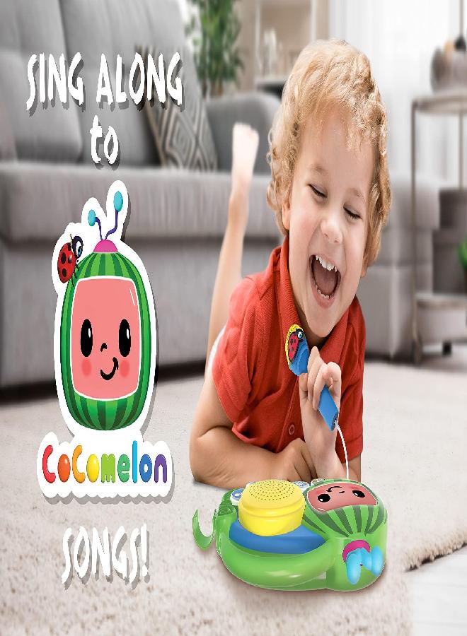 eKids Cocomelon Toy Singalong Boombox with Microphone for Toddlers, Built-in Music and Flashing Lights, Fans of Cocomelon Gifts