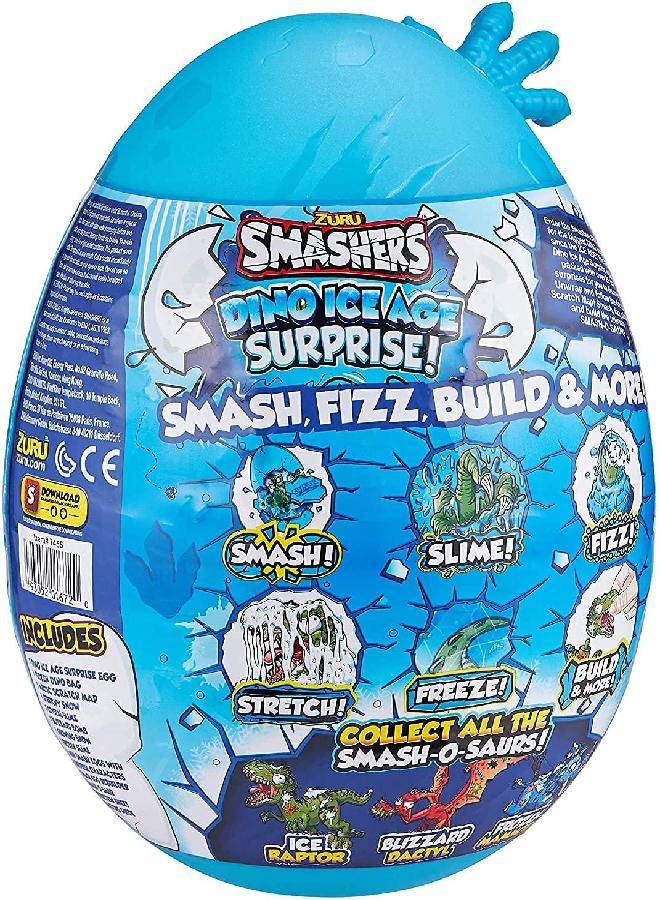 Smashers Dino Ice Age Mammoth Series 3 by ZURU Surprise Egg with Over 20 Surprises! - Slime, Dinosaur Toy, Collectibles, Toys for Boys and Kids, Blue