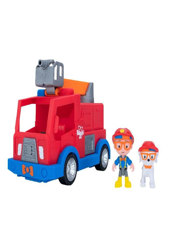 Blippi Fire Truck - Fun Vehicles with Freewheeling Features Including 3 Firefighter and Fire Dog, Sounds and Phrases - Educational Vehicles for Toddlers and Young Kids