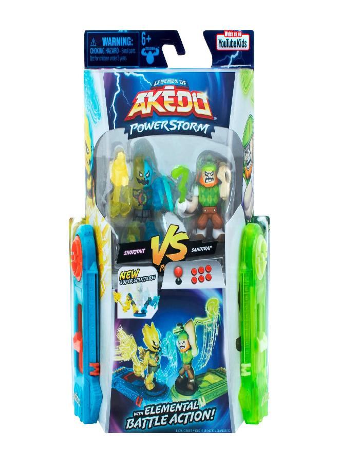 Legends of Akedo Power Storm - Versus Pack - 2 Mini Battling Warriors and 2 Battle Controllers - Shortout Versus Sandtrap
