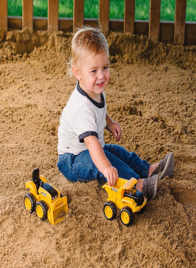 John Deere Dump Truck Toy and Toy Tractor with Loader - Sandbox Toys for Kids - Yellow - Ages 18 Months and Up - 6 Inch - 2 Count