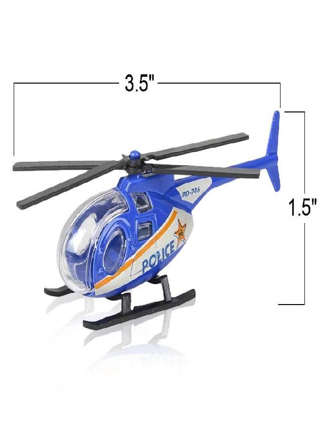 ArtCreativity Diecast Helicopters - Pack of 4 - Police, Fire Engine, EMS, and Military Diecast Toy Choppers with Spinning Propellers, Birthday Party Favors for Boys and Girls