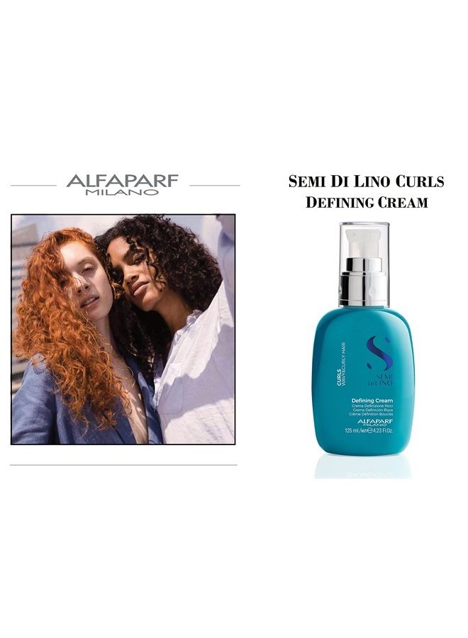 Semi Di Lino Curls Defining Cream for Wavy and Curly Hair - Hydrates and Nourishes - Reduces Frizz - Humidity and Thermal Protection - Vegan-Friendly Formula - 4.23 fl. oz.