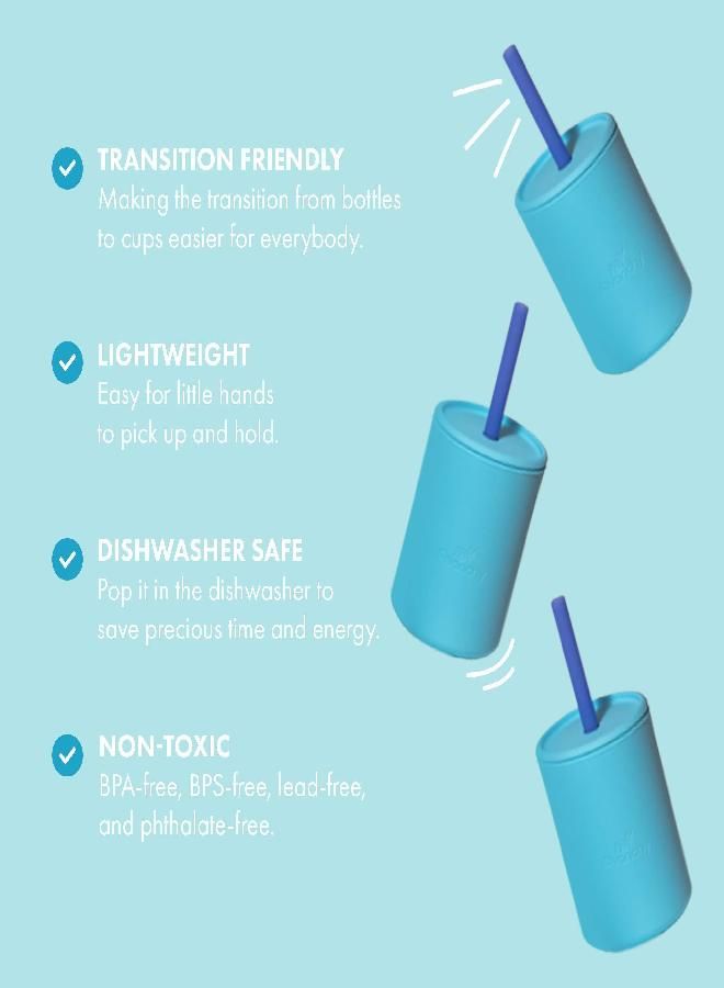 Avanchy Baby Kids Water Cups Straws Lid. Silicone Cup Straw Lids Unisex, Boy, Girl. First Infant Bottles Replacement no Handles, Spout, Drop Proof. White 5oz