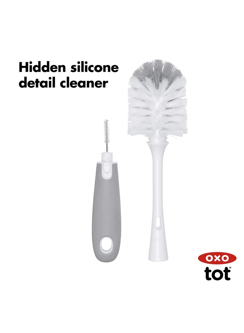 Tot Bottle Brush With Nipple Cleaner And Stand Gray