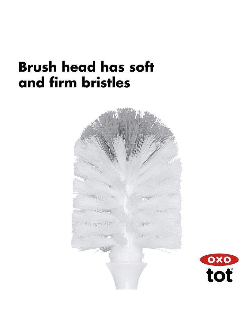 Tot Bottle Brush With Nipple Cleaner And Stand Gray