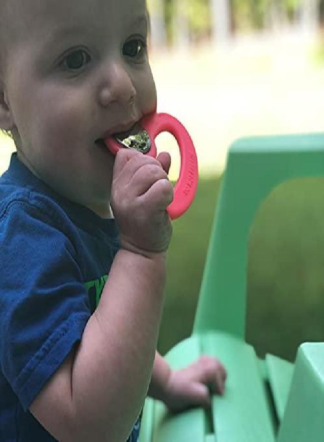 Toofeze Ice Cold Baby Teether Toy - Fast Pain Relief - All Natural Silicone and Stainless - Ages 3 mos+ (Coral Pink)