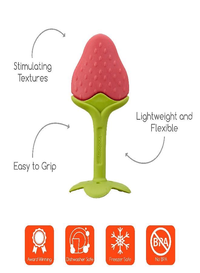 Innobaby Original Teethin Smart EZ Grip Fruit Teether and Sensory Toy for Babies and Toddlers in Berry. BPA Free Teether