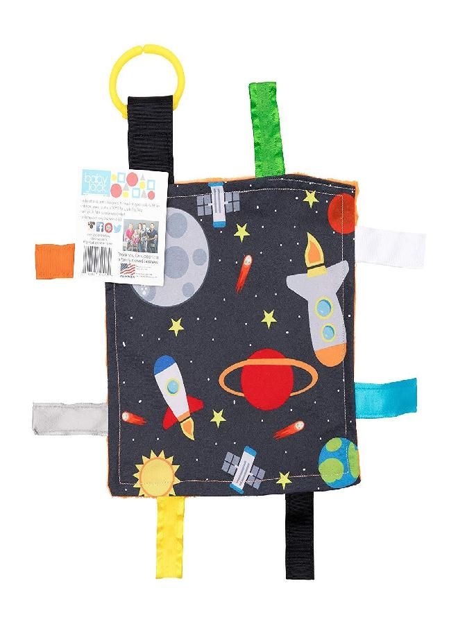 Baby Jack & Co 8x8” Space Lovey Tag Toys for Babies - Baby Crinkle Toys - Crinkle Toys for Baby - Soft & Safe - Learn Shapes & Colors - Ideal Baby Toy - BPA Free w/Stroller Clip