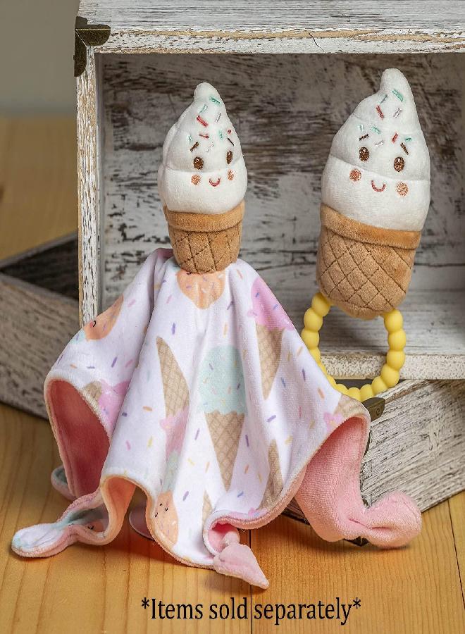 Mary Meyer Sweet Soothie Soft Baby Rattle with Teether Ring, Ice Cream