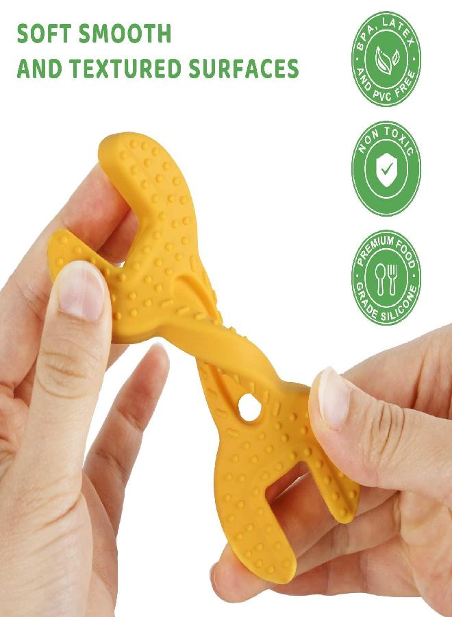 Fu Store 4 Pack Soft Silicone Teething Toys for Toddlers Infant Tools Shape Baby Teethers Relief Soothe Babies Gums Set (8 Pack Hammer Set)