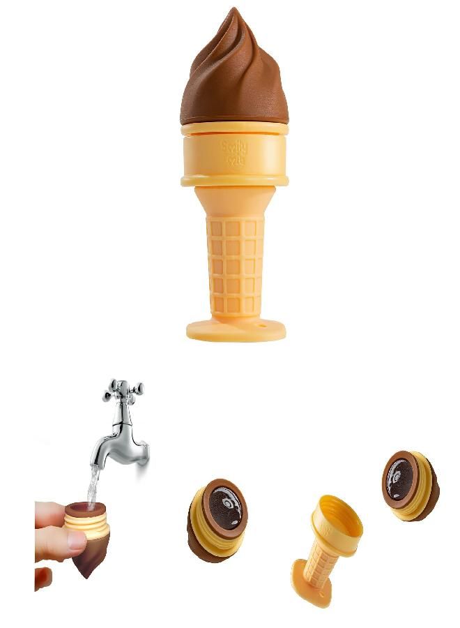 Smily Mia Ice Cream Water Filled Freezable Silicone Baby Teether Toy for Teething Pain Relief, Can Provide 40minutes Gum Cooling Experience for 3M+ Teething Babies.Choclate Brown