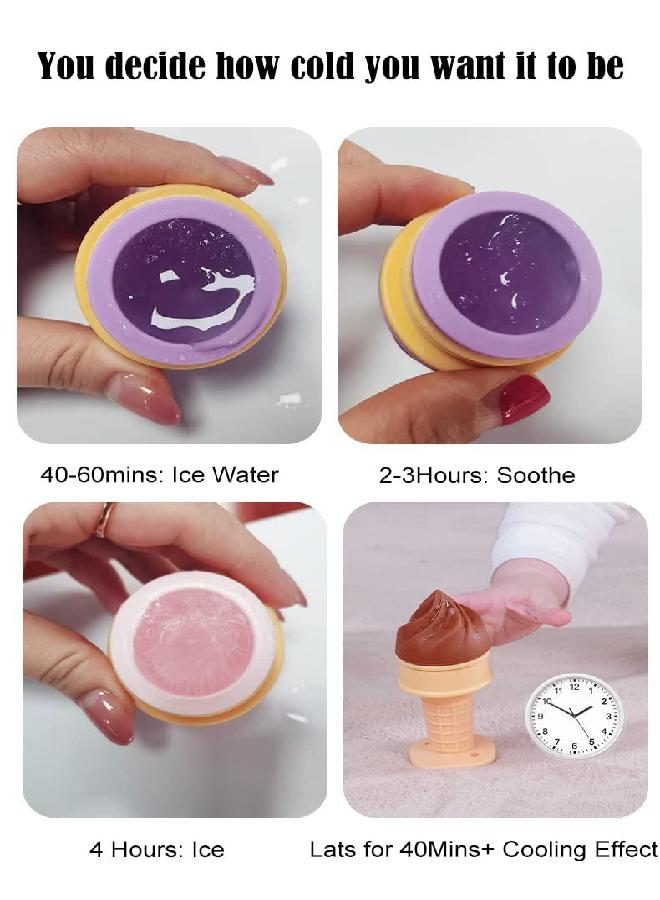 Smily Mia Ice Cream Water Filled Freezable Silicone Baby Teether Toy for Teething Pain Relief, Can Provide 40minutes Gum Cooling Experience for 3M+ Teething Babies.Choclate Brown