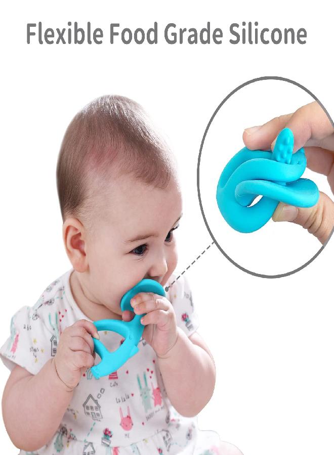 Baby Teething Toys for Babies 3-12 Months with Clip, Mombella Elephant Baby Teether 3-6 Month Old, Silicone Infant Teethers Toys 6-9 Months, Chew Toy to Message Sore Gum, Newborn Baby Toy Gifts, Blue